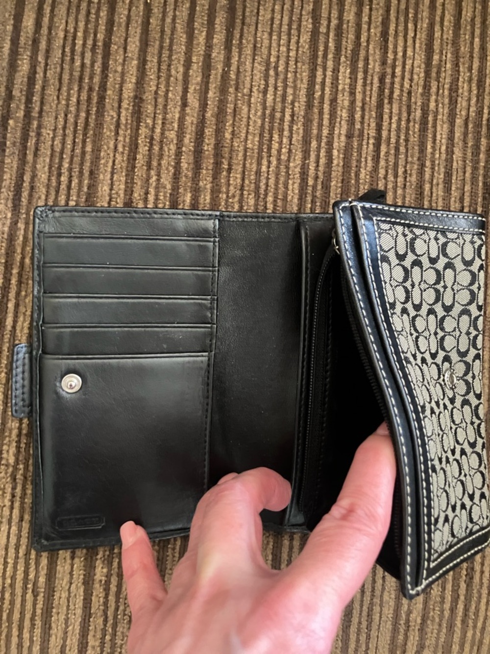 Coach Black Signature Canvas Wallet with Silver Buckle - Picture 3 of 5